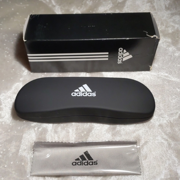 Adidas glasses case, microfiber cloth and box